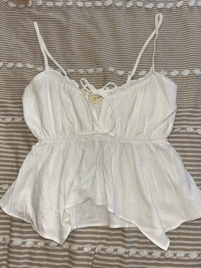 Ocean Drive White Peplum Spaghetti Strap Top